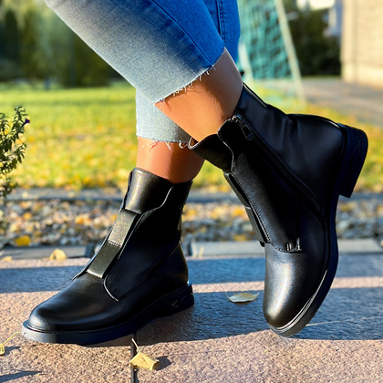 Płaskie botki ze skóry - FILIPPO DBT6527/24 CZARNE