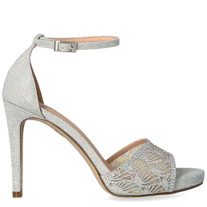 Błyszczące sandały na szpilce - MENBUR 23166 SREBRNE
