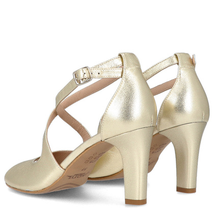Taneczne sandałki ze skóry - KOTYL 4325 ZŁOTY LICO