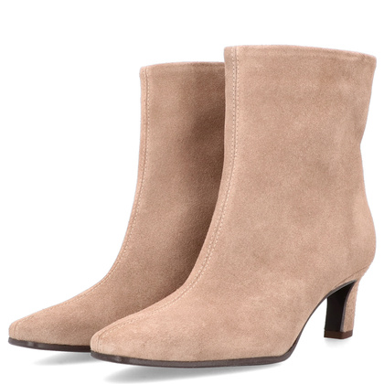 Skórzane botki na obcasie - TYMOTEO G1076 BEŻOWE