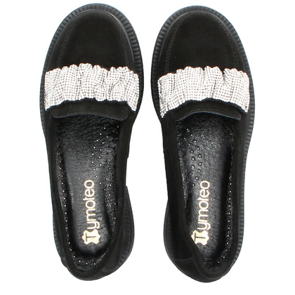 Eleganckie mokasyny z ozdobą - TYMOTEO L1055 CZARNE