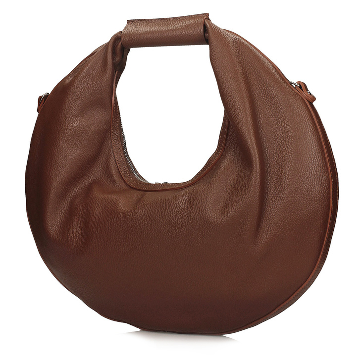 Okrągła torebka ze zamszu - TOSCANIO G89 BRĄZOWA