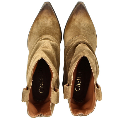 Kowbojki z wywijaną cholewką - CHEBELLO 4594 BRĄZOWE