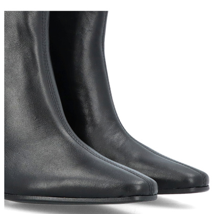 Skórzane botki na obcasie - TYMOTEO G1076 CZARNE LICO