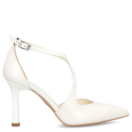 Szpilki ślubne z paskami - KOTYL 8507 BIAŁE PERŁOWE