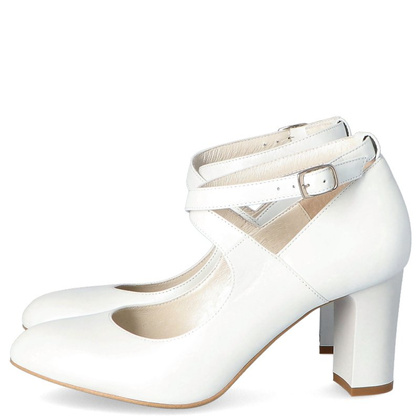 Pełne czółenka ślubne - KOTYL 7091 ECRU PERŁOWE