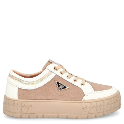 Skórzane trampki damskie - FILIPPO DP4245/23 BEŻOWE