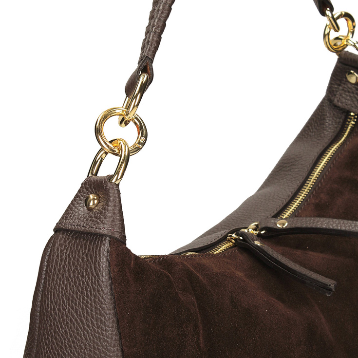 Skórzana torebka - TOSCANIO F217 CIEMNY BRĄZ