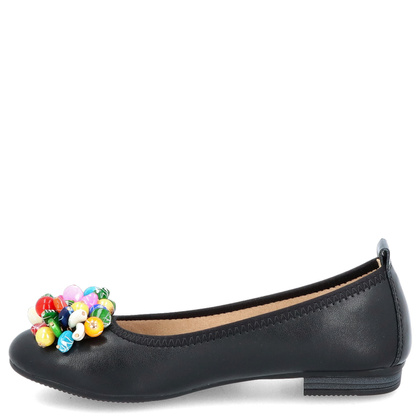 Skórzane baleriny z ozdobą - FILIPPO DP6159/24 CZARNE