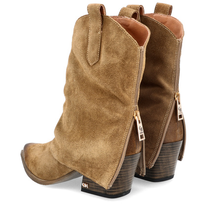 Kowbojki z wywijaną cholewką - CHEBELLO 4594 BRĄZOWE