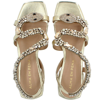 Eleganckie hiszpańskie sandały - ALMA EN PENA V240730 ZŁOTE