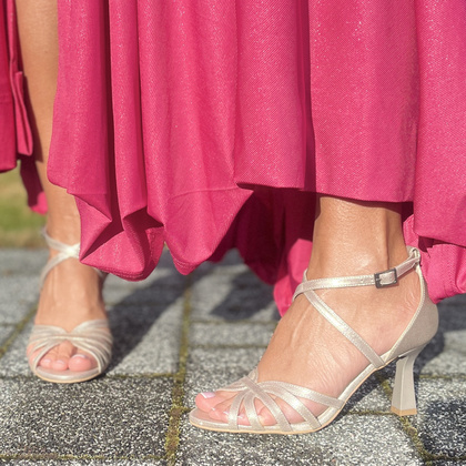 Skórzane sandałki do tańca - KOTYL 4370 ZŁOTY EF