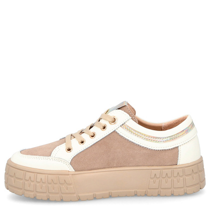 Skórzane trampki damskie - FILIPPO DP4245/23 BEŻOWE