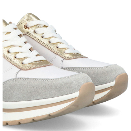 Skórzane sneakersy damskie - FILIPPO DP6858/25 BIAŁO-ZŁOTE