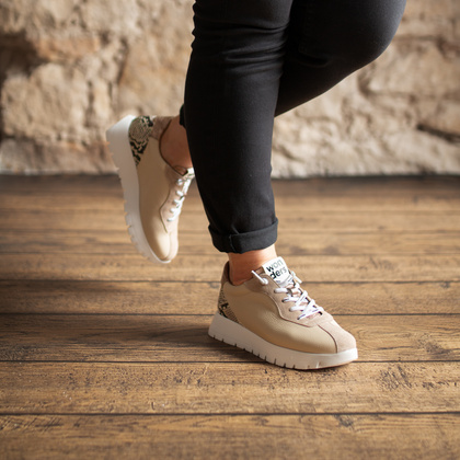 Hiszpańskie sneakersy premium - WONDERS A-2495 BEŻOWE