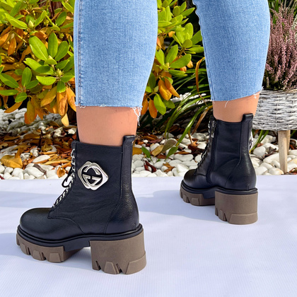 Trapery na grubym spodzie - LEMAR 60376 CZARNE