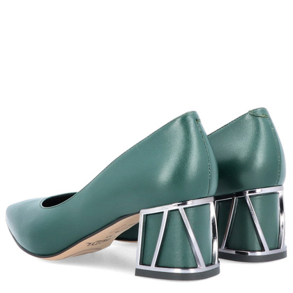 Skórzane czółenka w szpic - KOTYL 5435 ZIELONE