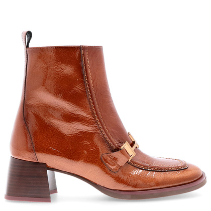 Lakierowane botki na słupku - HISPANITAS HI243727 BRĄZOWE