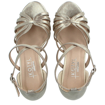 Skórzane sandałki do tańca - KOTYL 4370 ZŁOTY EF