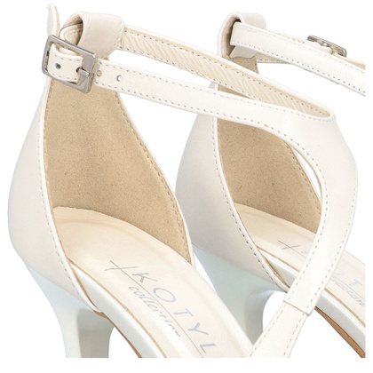 Szpilki ślubne z paskami - KOTYL 8507 BIAŁE PERŁOWE