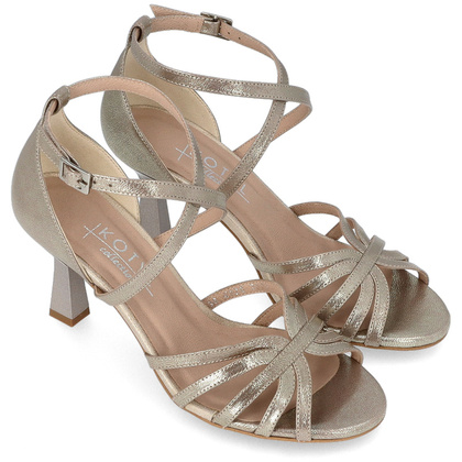 Skórzane sandałki do tańca - KOTYL 4370 ZŁOTY EF