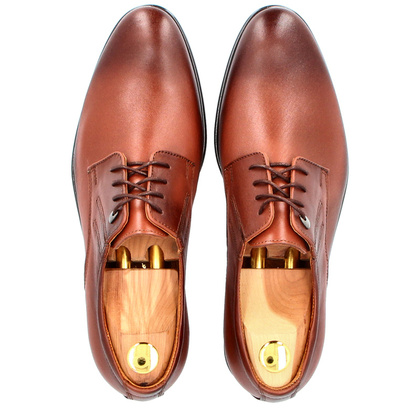 Półbuty skórzane męskie - LEADER 363-606 BRĄZOWE