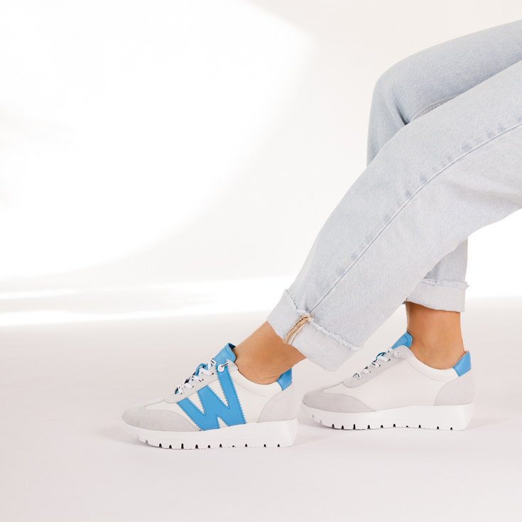 Hiszpańskie sneakersy premium - WONDERS A-2476 SZARO-NIEBIESKIE