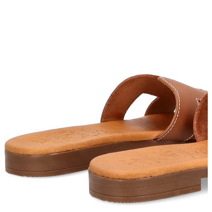 Wygodne klapki ze skóry - OH! MY SANDALS 5566 BRĄZOWE