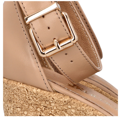 Sandały damskie na koturnie - TYMOTEO M2147 BEŻOWE