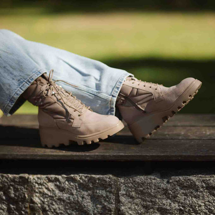 Skórzane botki na platformie - WONDERS G-7004 JASNY BRĄZ