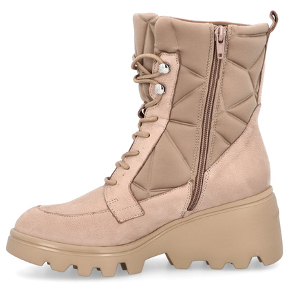 Skórzane botki na platformie - WONDERS G-7004 JASNY BRĄZ