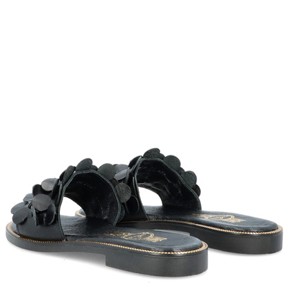 Klasyczne klapki ze skóry - LEMAR 40381 CZARNE