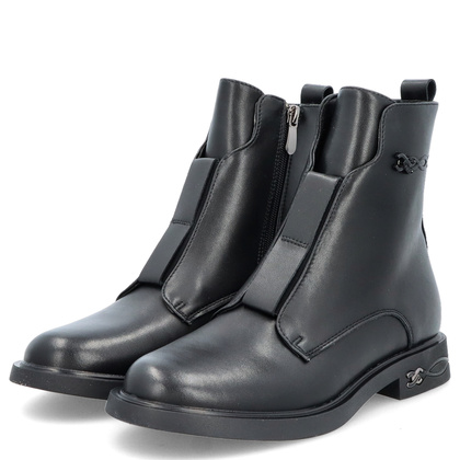 Płaskie botki ze skóry - FILIPPO DBT6527/24 CZARNE