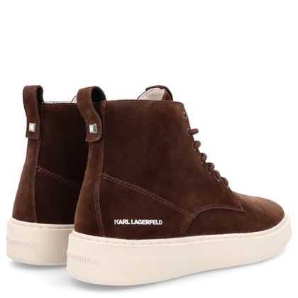 Trampki męskie za kostkę - KARL LAGERFELD FLINT KL53352A BRĄZOWE