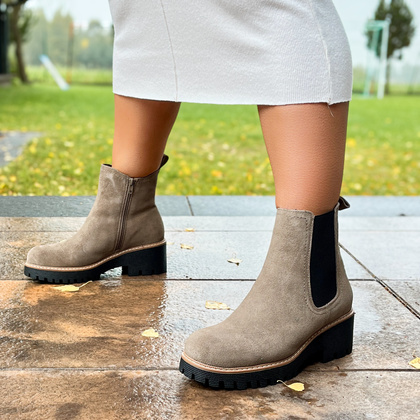 Skórzane sztyblety damskie - FILIPPO DBT4805/24 BEŻOWE