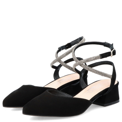 Czółenka z ozdobnymi paseczkami - KOTYL 9939 CZARNE