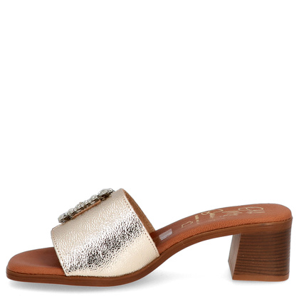 Eleganckie skórzane klapki - OH! MY SANDALS 5353 ZŁOTE