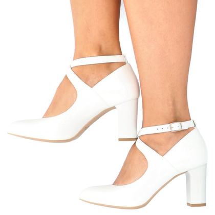 Pełne czółenka ślubne - KOTYL 7091 ECRU PERŁOWE