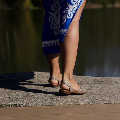 Płaskie sandały skórzane - LEMAR 40185 BEŻOWE