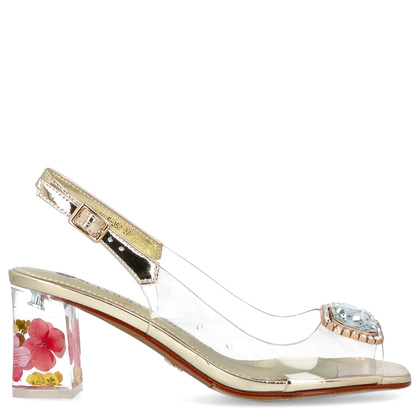 Silikonowe sandały na modnym obcasie - SCAVIOLA S-352 ZŁOTE