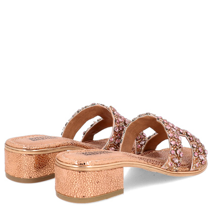 Eleganckie klapki ze skóry - BOTTEGA SMERALDA 296AAQ RÓŻOWE ZŁOTO