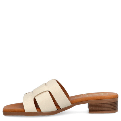 Wygodne klapki ze skóry - OH! MY SANDALS 5600 KREMOWE
