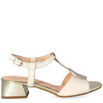 Wygodne sandałki z ozdobą - TYMOTEO GABI KREMOWO ZŁOTE
