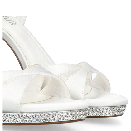 Sandały ślubne na platformie - MENBUR 25648 BIAŁE
