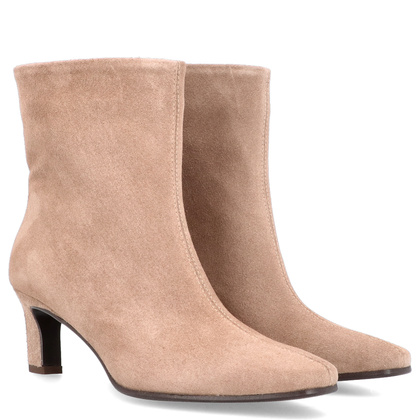 Skórzane botki na obcasie - TYMOTEO G1076 BEŻOWE