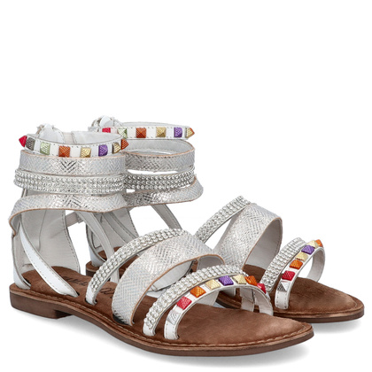 Sandały damskie gladiatorki - LAZAMANI LA75406 BIAŁE