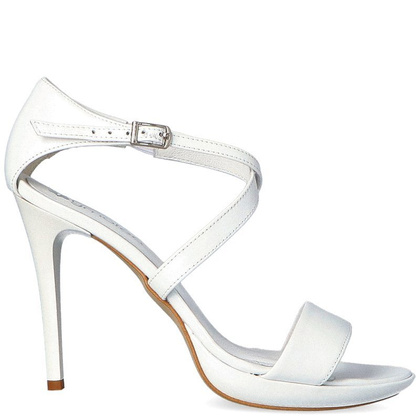 Sandały na szpilce - TYMOTEO PALME PERŁOWO BIAŁE