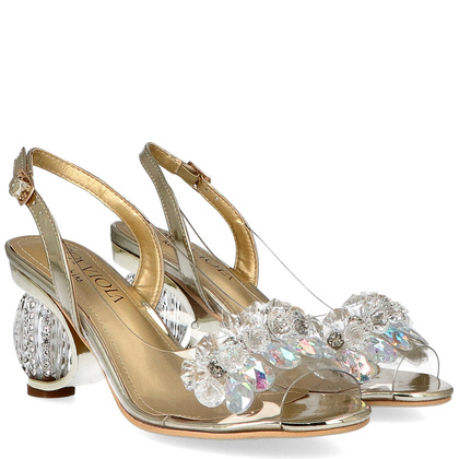 Sandały na modnym obcasie - SCAVIOLA H-06 ZŁOTE