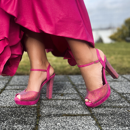 Sandały na platformie - MENBUR 24791 FUKSJA