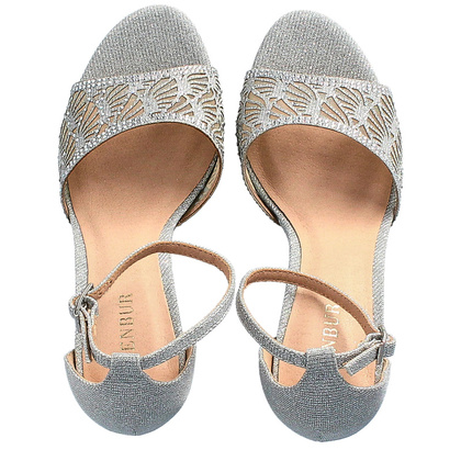 Błyszczące sandały na szpilce - MENBUR 23166 SREBRNE